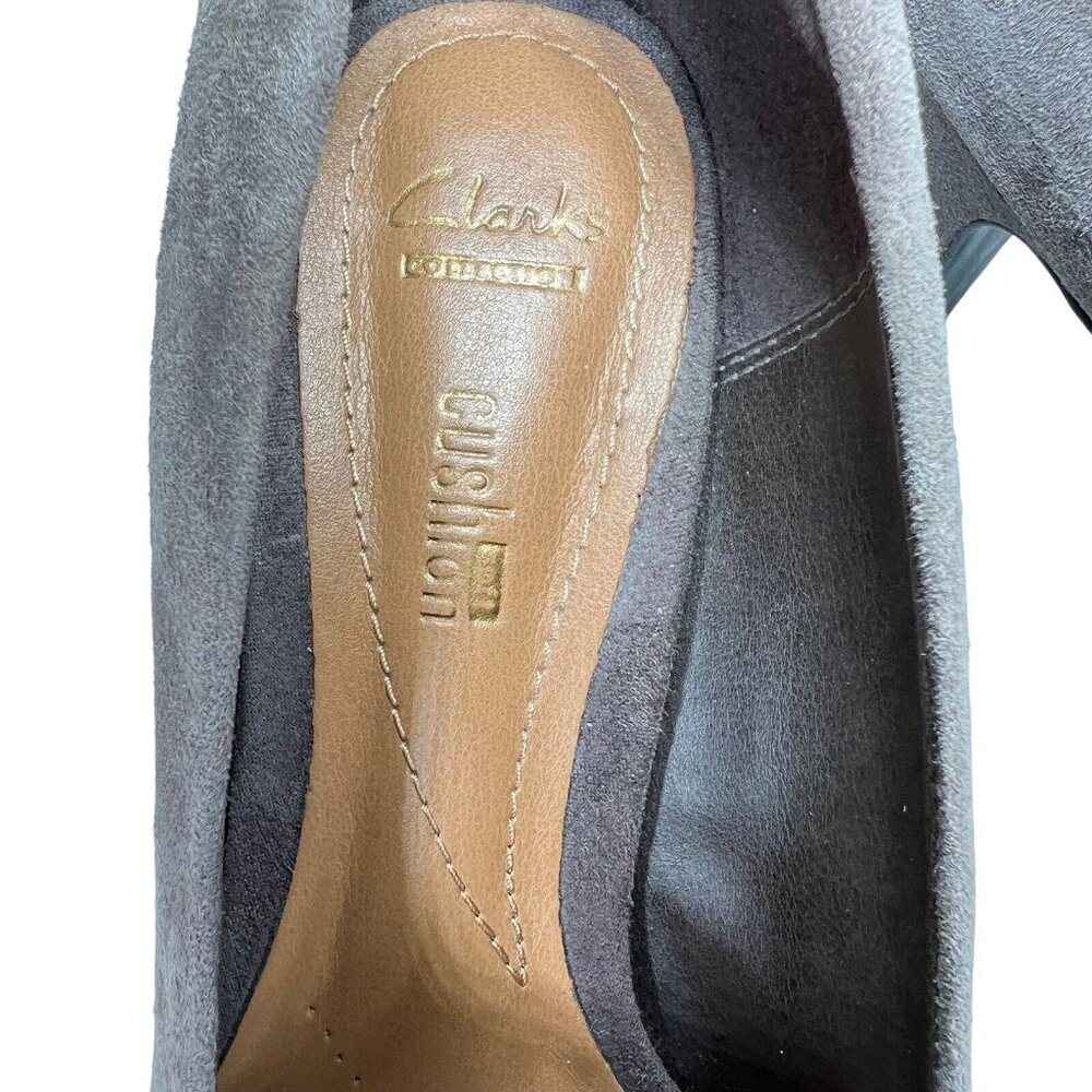 Clarks Collection Womens Narine Flora Pump 7.5 Taupe Leather Suede Cushion Shoes - Picture 5 of 16